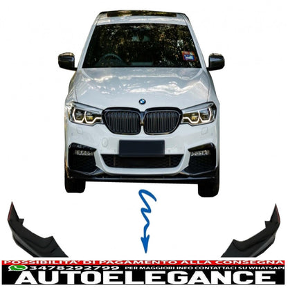 Front Bumper Spoiler Lip Fit For BMW 5 Series G30 Limousine G31 Touring (2017-2019) M Sport Design Piano Black 