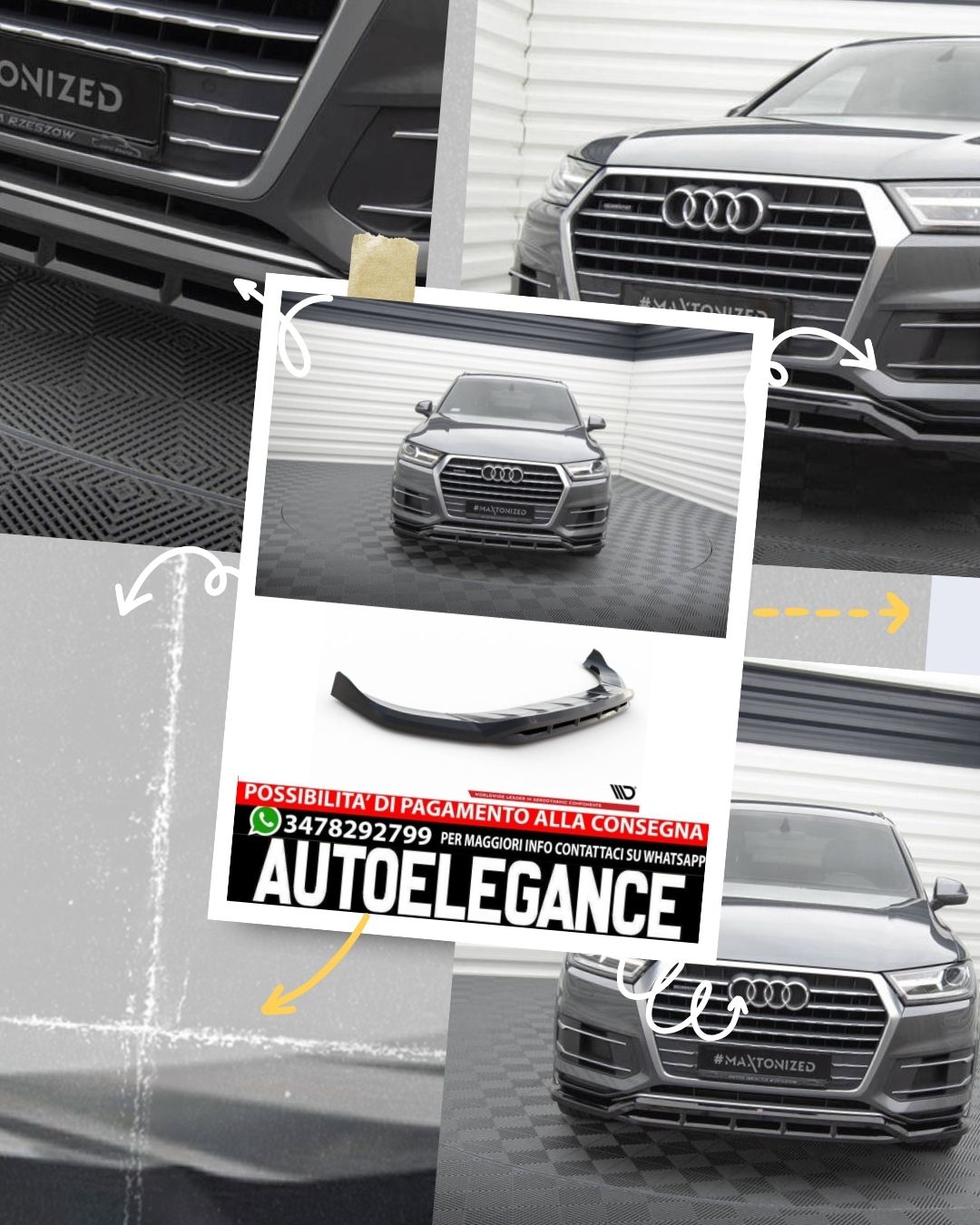 SPLITTER ANTERIORE adatto per AUDI Q7 MK2 (2015-2019)