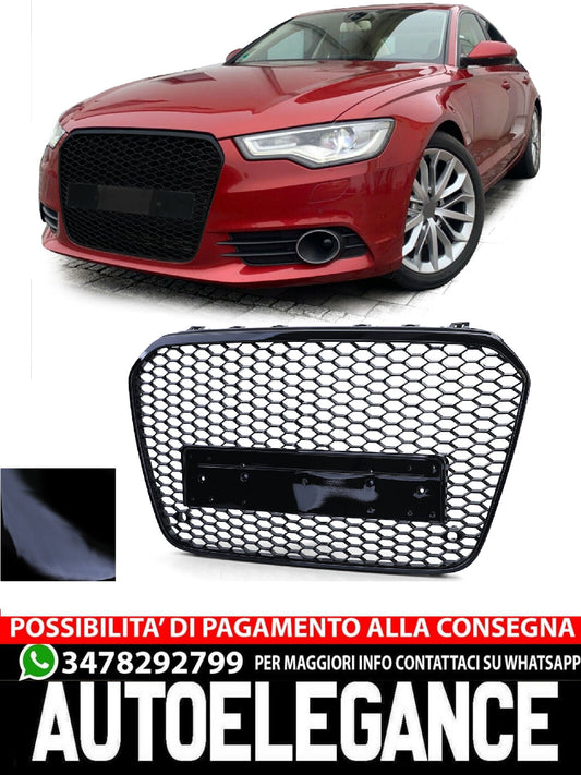 Griglia Sportiva A Nido D'ape Senza Emblema Nero Lucido Per Audi A6 C7 4G 10-14
