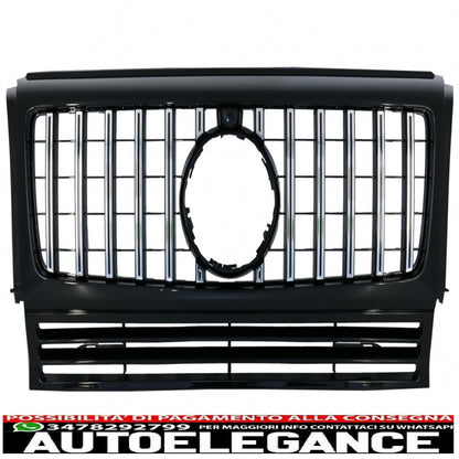 griglia anteriore adatta per mercedes classe g w463 (1990-2014) nuova g63 gt-r design panamericana nera cromata