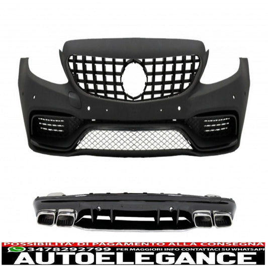 paraurti anteriore con griglia e diffusore adatto a mercedes classe c w205 s205 (2014-2020) solo amg spot line