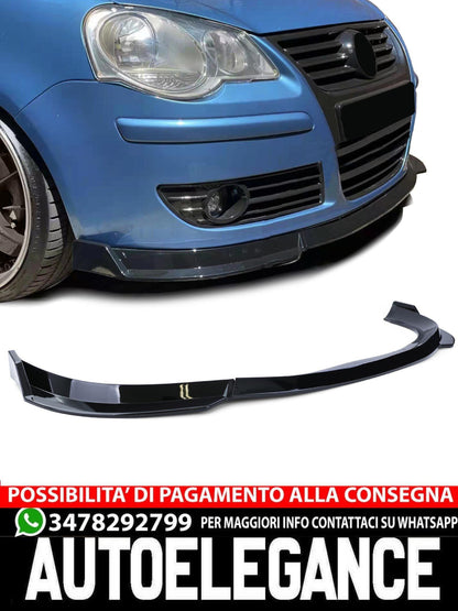 CUP spoiler anteriore nero lucido aftermarket compatibile con VW Polo 9N3 05-09