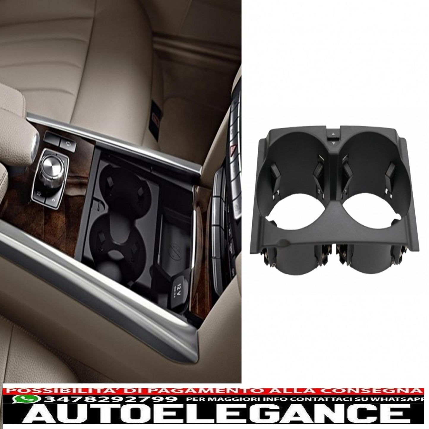 Front cup holder suitable for mercedes e class w212 s212 (2009-2016) black