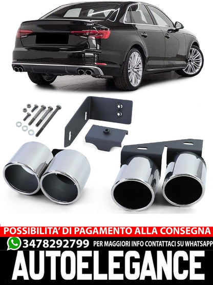 Terminali di scarico duplex 4 copritubi in acciaio inox aftermarket compatibile con Audi A4 2.0 B9 da 15