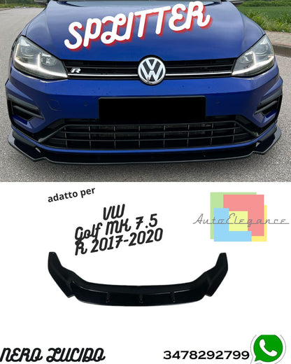 Splitter Anteriore VW VOLKSWAGEN Golf MK 7.5 R 2017-2020 Versione 3 Con ABE TÜV
