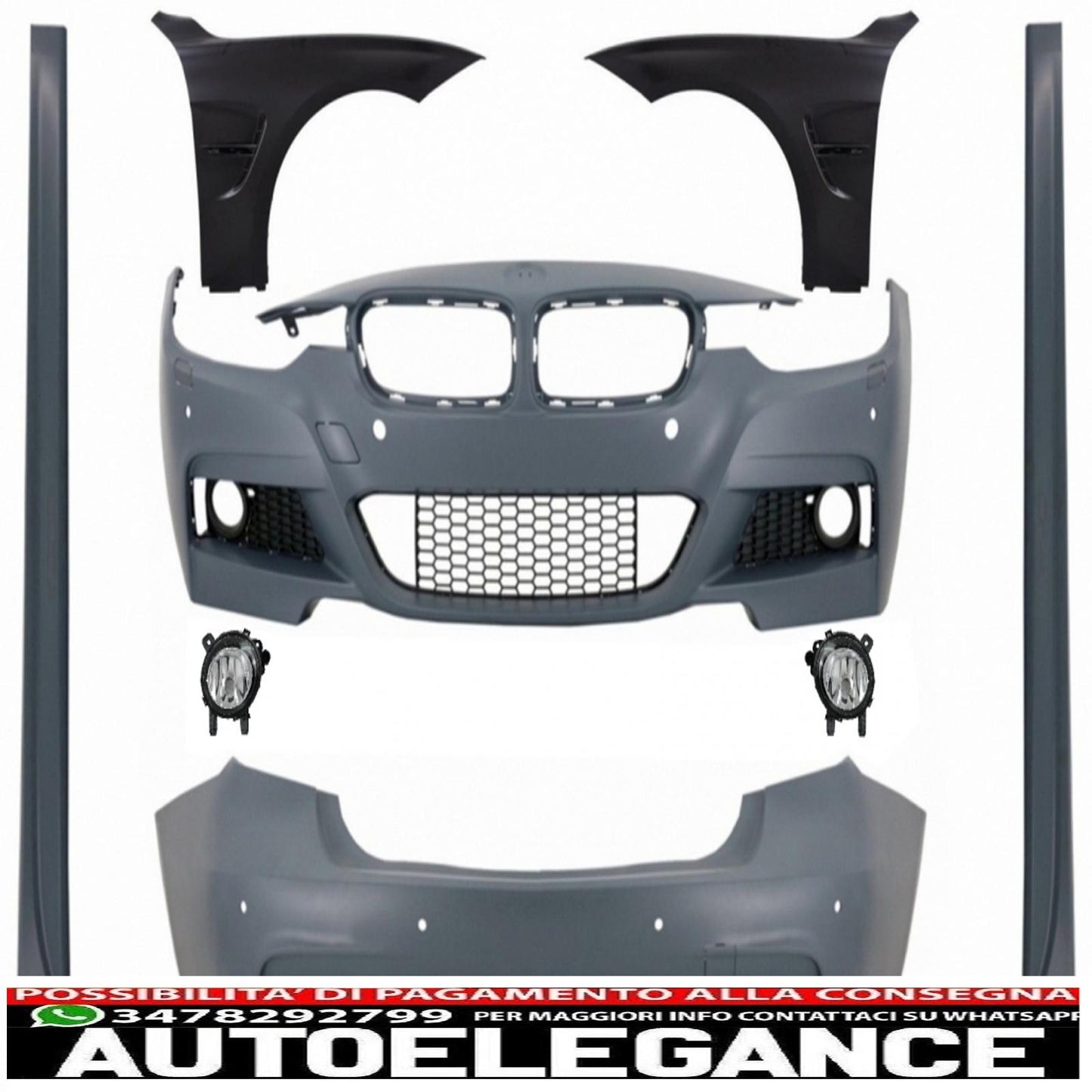 body kit with front fenders and fog lights suitable for bmw 3 series f30 (2011-2019) m-technik design 