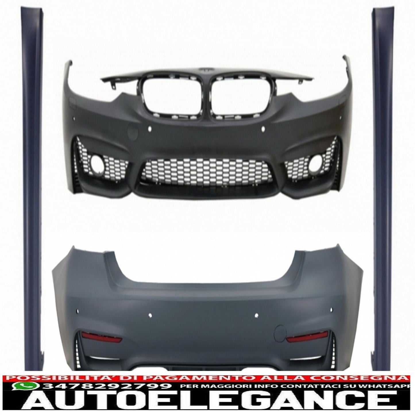 kit carrozzeria adatto per bmw serie 3 f30 non lci e lci (2011-2018) m3 sport evo design con minigonne laterali