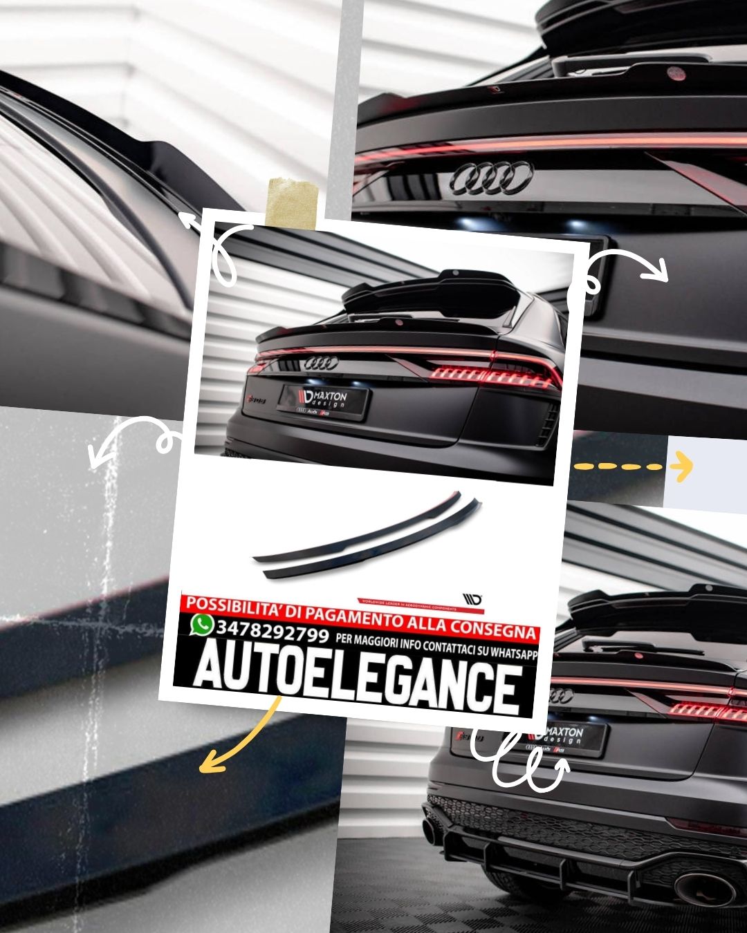 TAPPO SPOILER INFERIORE ADATTO COMPATIBILE PER AUDI RSQ8 MK1  (2019 - )