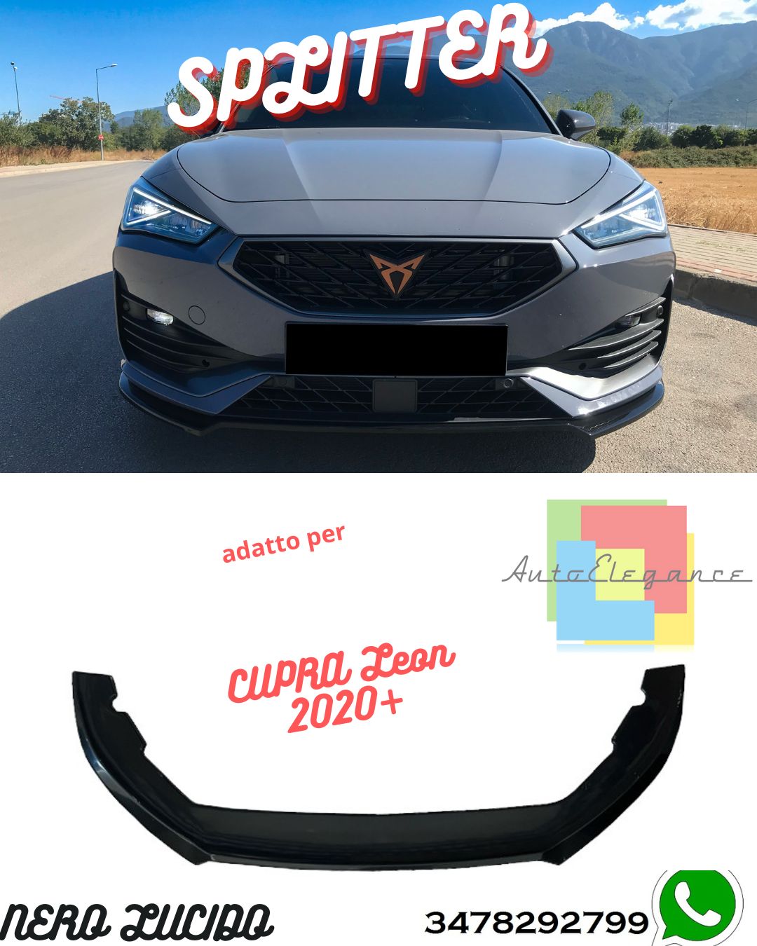 Splitter Anteriore COMPATIBILE PER CUPRA Leon 2020+ Versione 3 Senza ABE TÜV