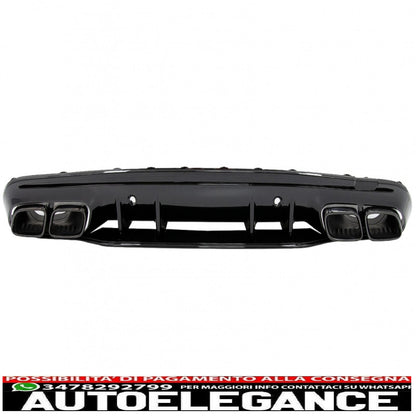 diffusore paraurti posteriore adatto a mercedes classe c w205 s205 (2014-2020) c63s design punte nere solo per amg sport line