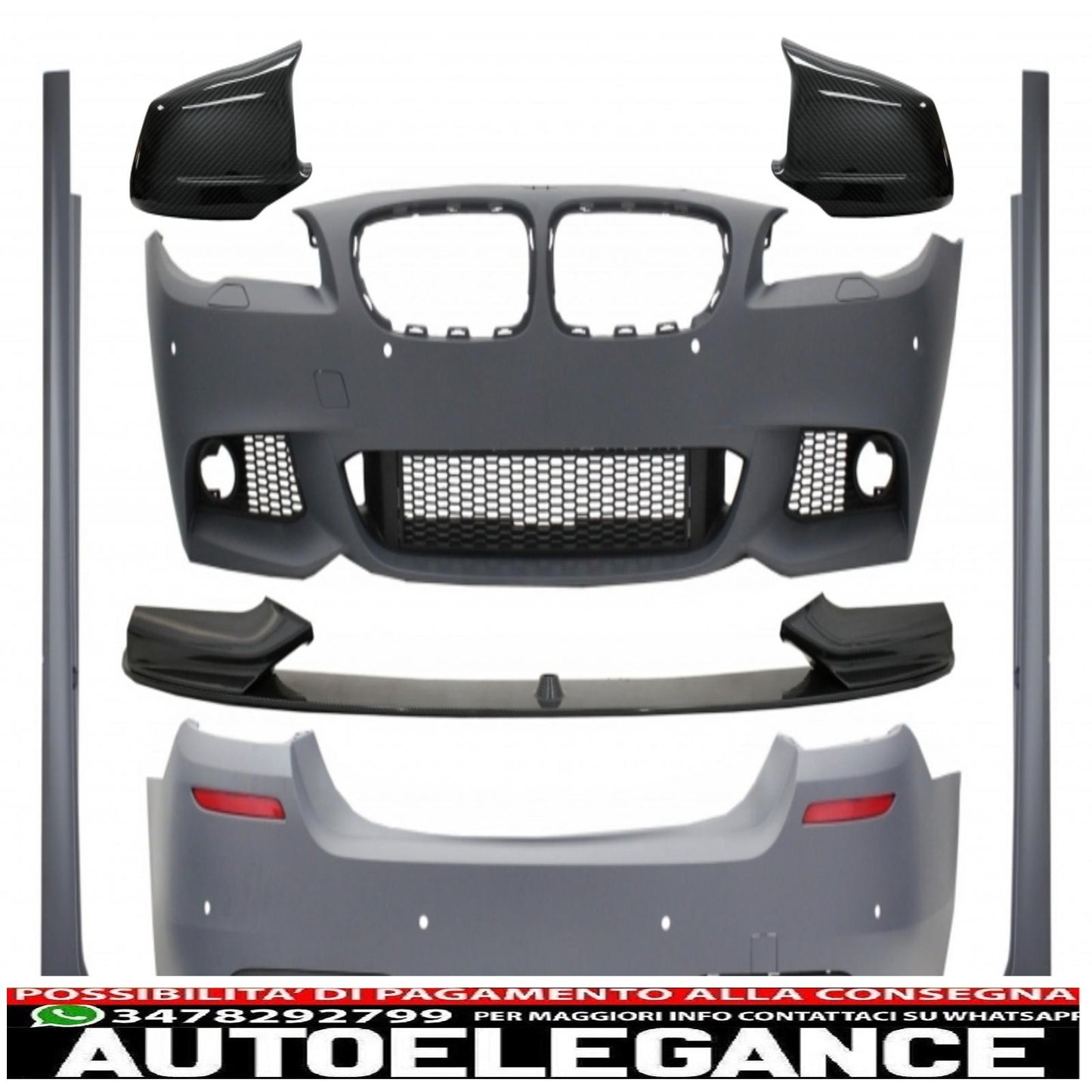 body kit with spoiler and mirror covers suitable for bmw 5 series f10 non lci (2011-2014) m design carbon