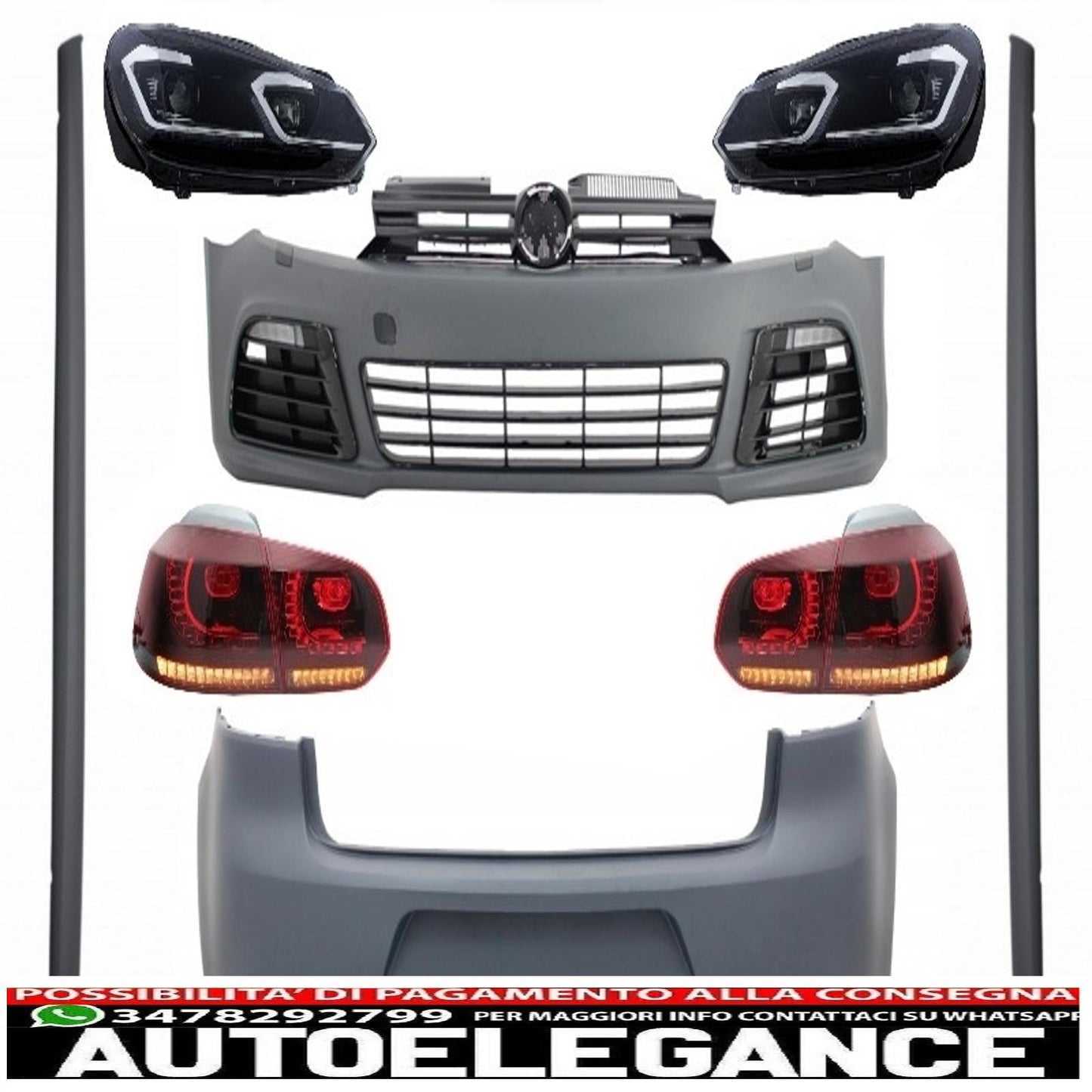 complete body kit suitable for vw golf vi 6 mk6 (2008-2013) r20 design with led headlights and rear lights dynamic cornering light 