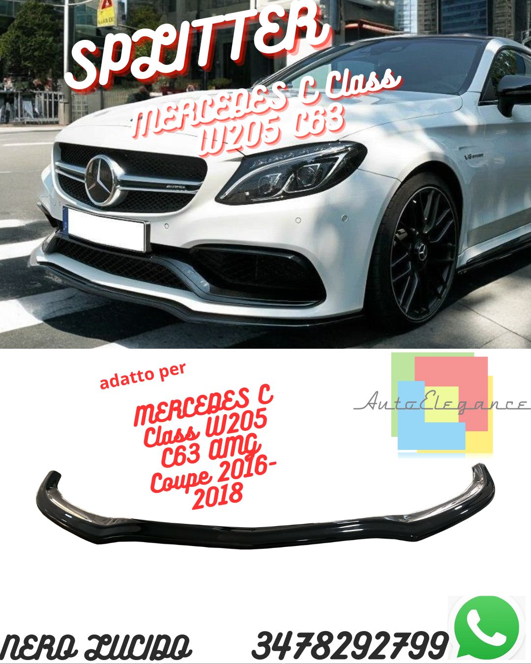 SPLITTER ADATTO PER ✨MERCEDES C Class W205 C63 AMG Coupe 2016-2018 ✨