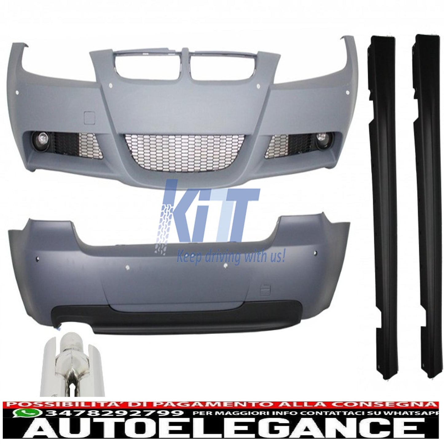 body kit suitable for bmw 3 series touring e91 (2005-2008) m-technik design with acs-design exhaust tips