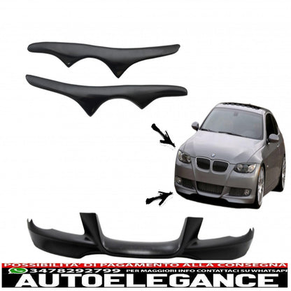 Front Bumper Spoiler with Headlights Eyebrows Suitable for BMW 3 Series E92 E93 (2006-2009) Coupe Cabrio M-Tech Sport Design 