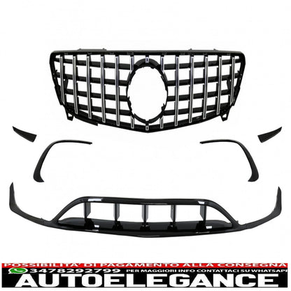 Splitter paraurti anteriore alette aerodinamiche con griglia centrale adatto per mercedes classe a w176 facelift amg line (09.2015-2018) piano black