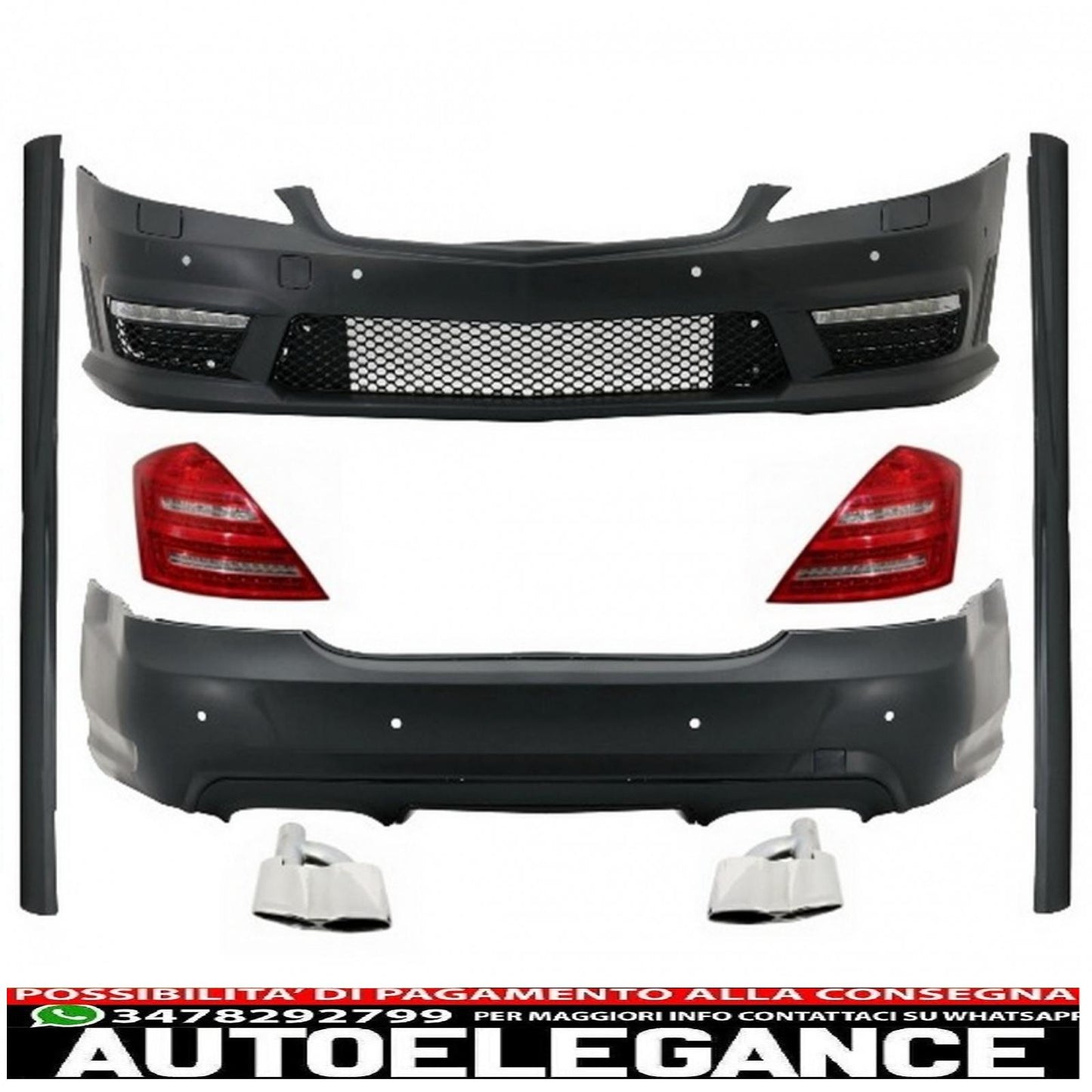 full body kit for mercedes-benz s-class w221 exhaust tips led rear lights 2005-2011 (lwb) a-design
