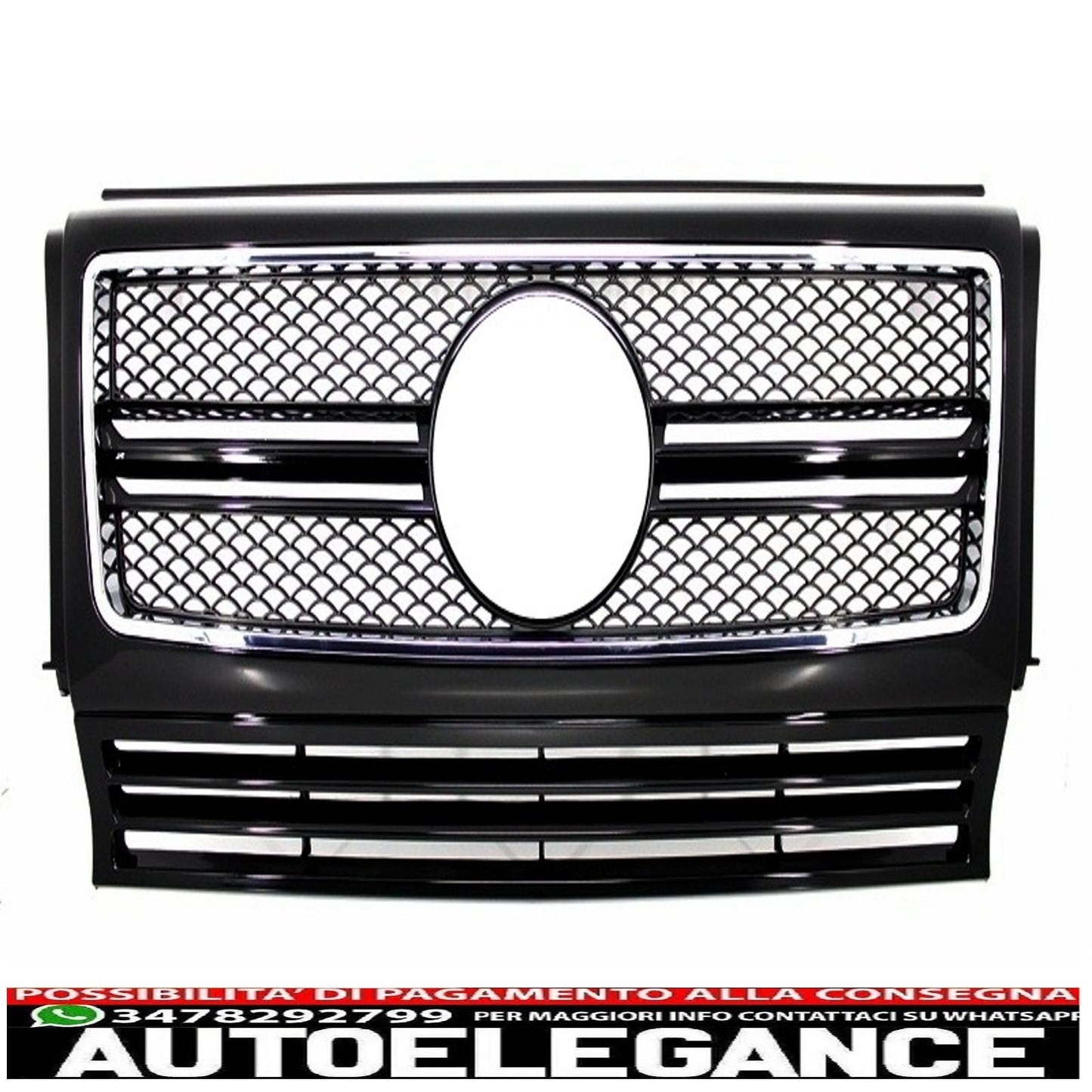 front grille suitable for mercedes g class w463 (1990-2012) g65 piano design black chrome frame