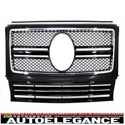 front grille suitable for mercedes g class w463 (1990-2012) g65 piano design black chrome frame