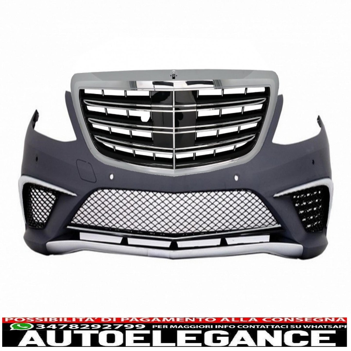 paraurti anteriore adatto per mercedes classe s w222 (2013-06.2017) design s63 con griglia centrale cromata