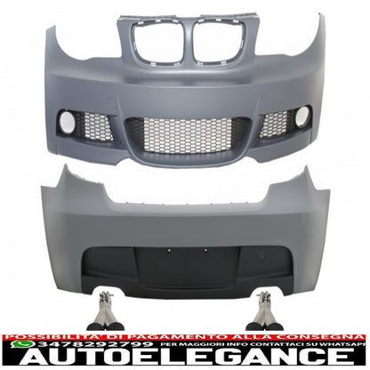 complete body kit with double exhaust tips in matt carbon fiber suitable for BMW 1 series e81 e87 hatchback (2004-2011) m-technik m sport design without pdc