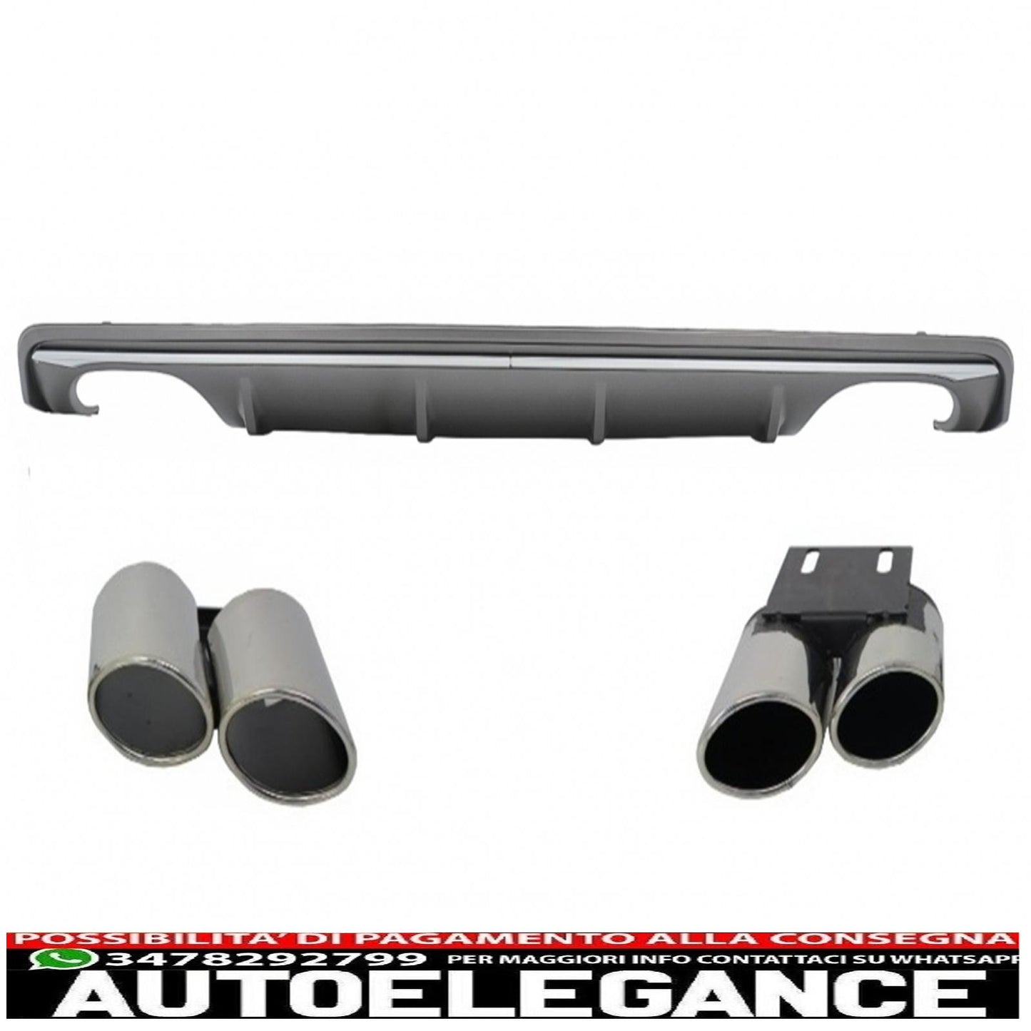 Diffusore mantovana per paraurti posteriore adatto per audi a3 8v berlina (2012-2015) con terminali di scarico marmitta terminali di scarico s3 design quad