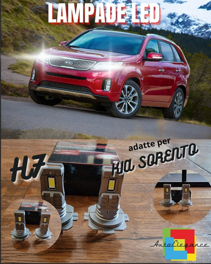 KIT LED H7 PER KIA SORENTO 6000K BIANCO 6000 LUMEN CANBUS ANABBAGLIANTI NO ERROR
