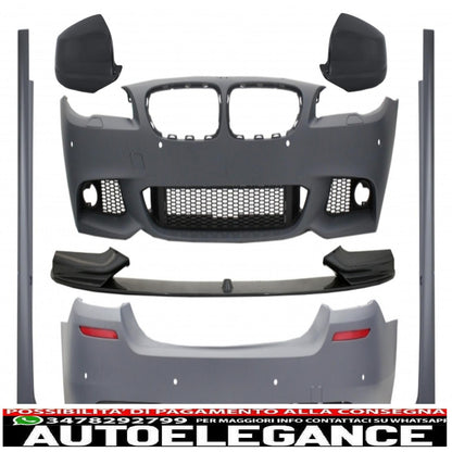 complete body kit with spoiler and rear mirror covers in carbon suitable for bmw 5 series f10 non lci (2011-2014) m design