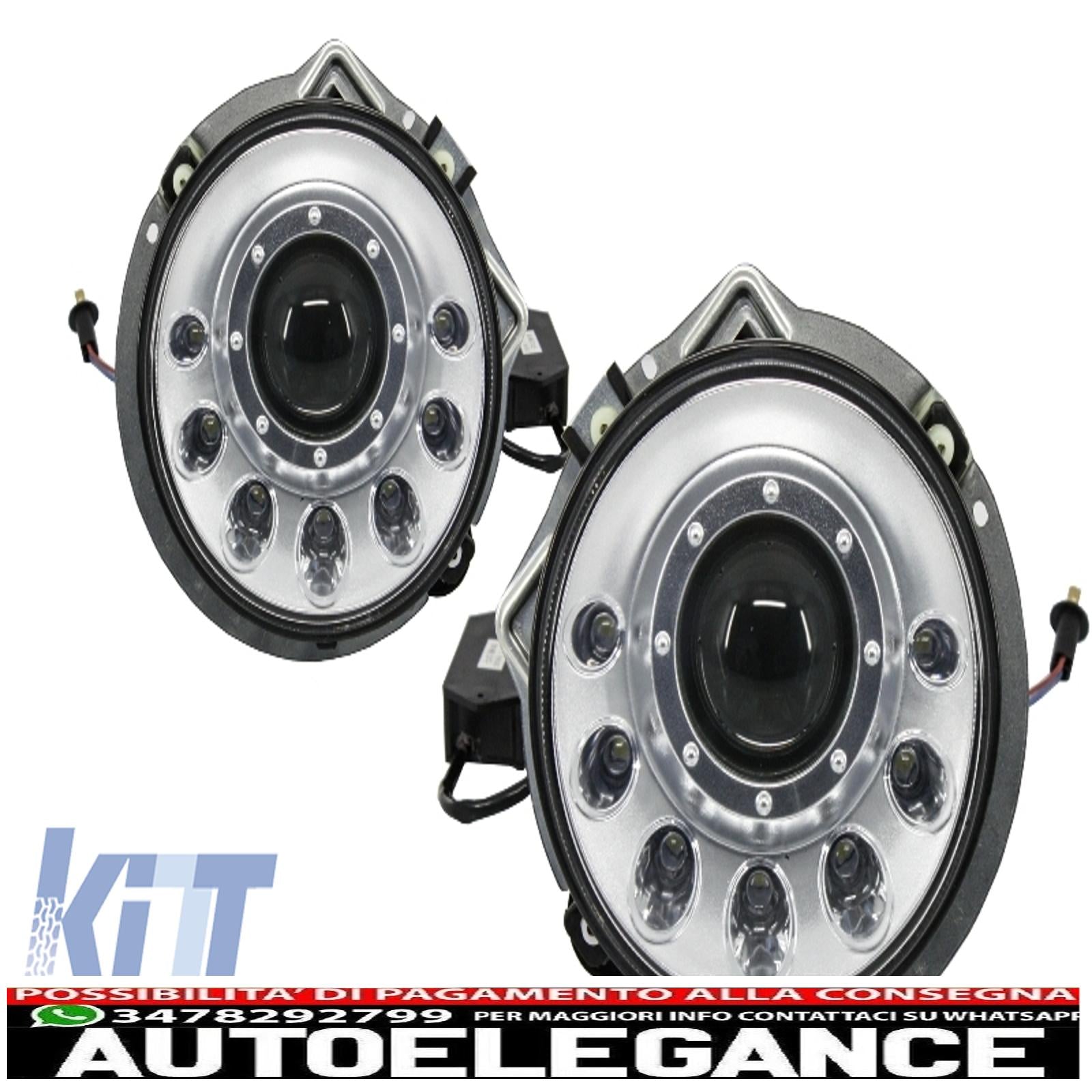 adatto per mercedes w463 classe g 1989-2012 fari led neri bi-xeno look m-design cromati AUTOELEGANCERICAMBI