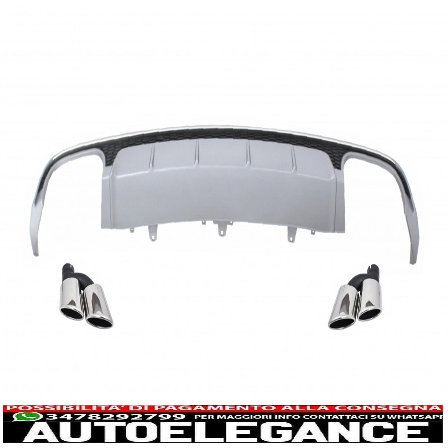 Diffusore mantovana per paraurti posteriore con terminali di scarico adatto per audi a6 4g facelift (2015-2018) berlina limousine s6 design