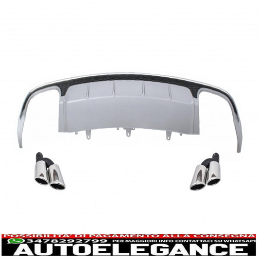 Rear bumper valance diffuser with exhaust tips suitable for audi a6 4g facelift (2015-2018) sedan limousine s6 design