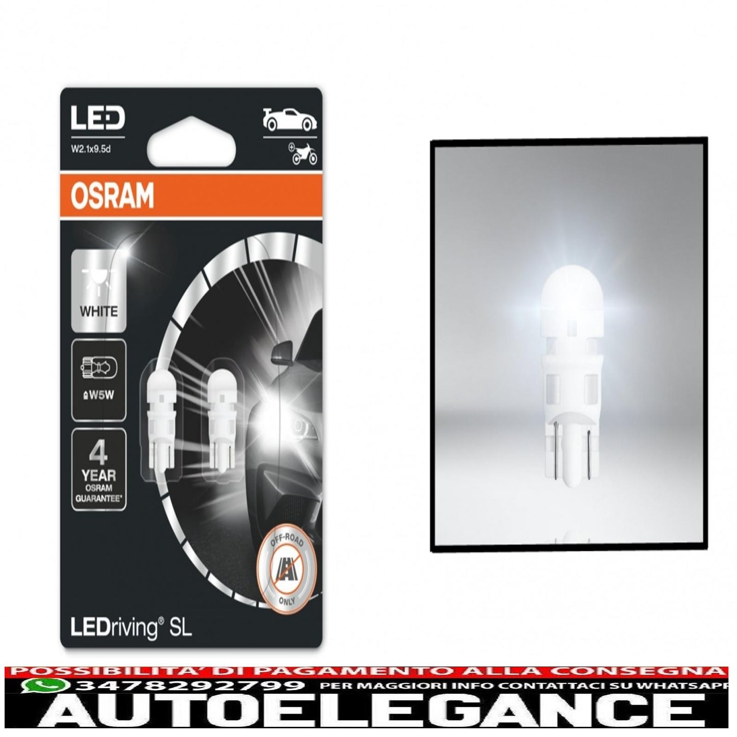 Osram ledriving sl w5w luce ausiliaria led lampadina luce targa/posizione 12v 1,12 w