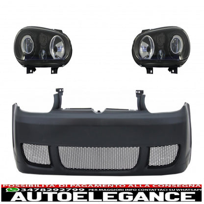 paraurti anteriore con fari neri adatto per vw golf iv 4 mk4 (10.1997-09.2003) look r32