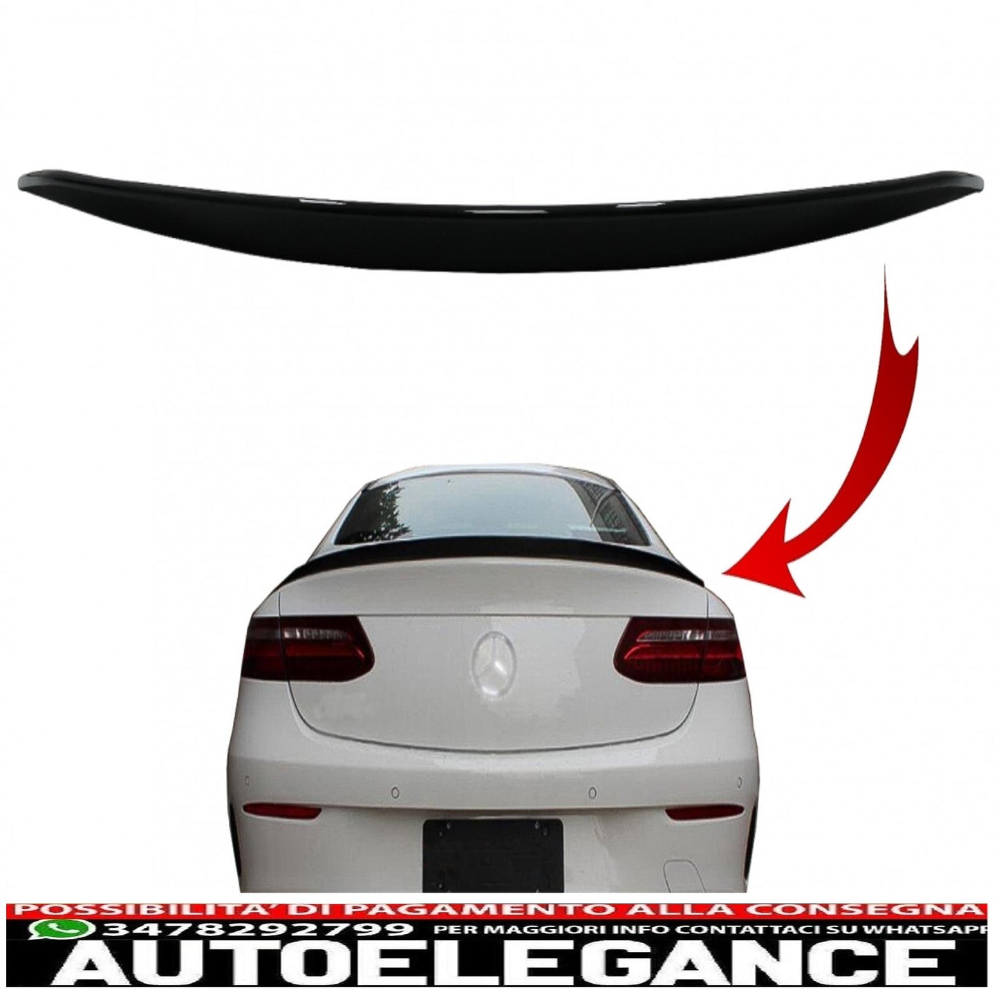 Boot Spoiler Suitable For Mercedes E Class C238 Coupe (2016-up) Piano Black 