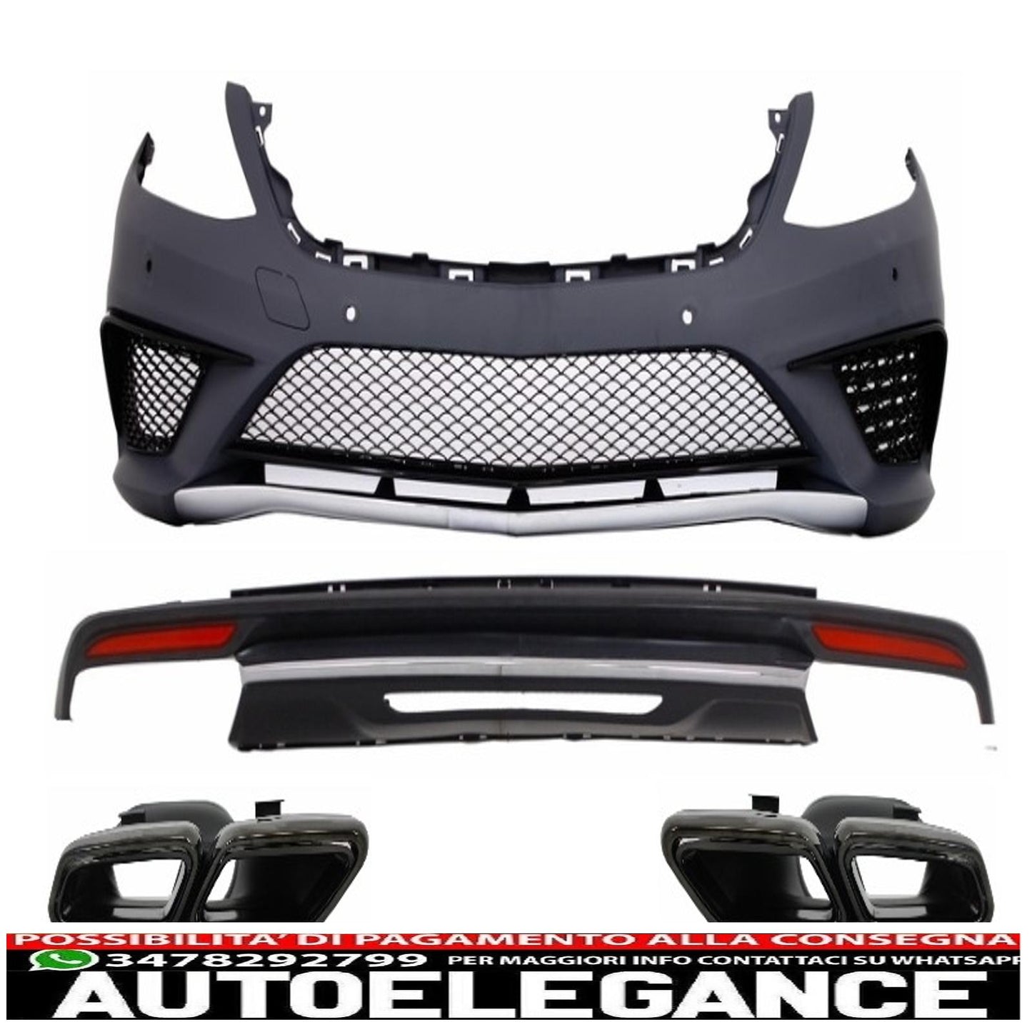 body kit suitable for mercedes s class w222 sport line package (2013-06.2017) s63 design with black exhaust tips