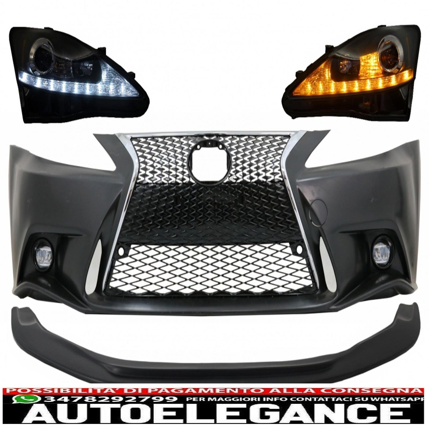 paraurti anteriore con spoiler inferiore adatto per lexus is xe20 (2006-2013) is f sport facelift xe30 dal 2014 in poi design e fari drl a led indicatori di direzione dinamici