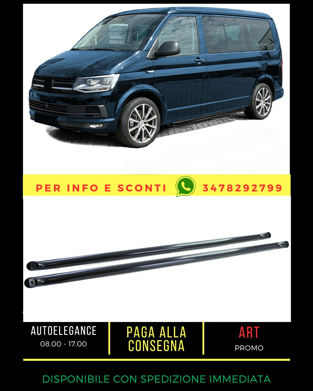 ✨Stainless Steel Side Steps Tubes Black for VW T5 T6 T6.1 Long Wheelbase✨ 