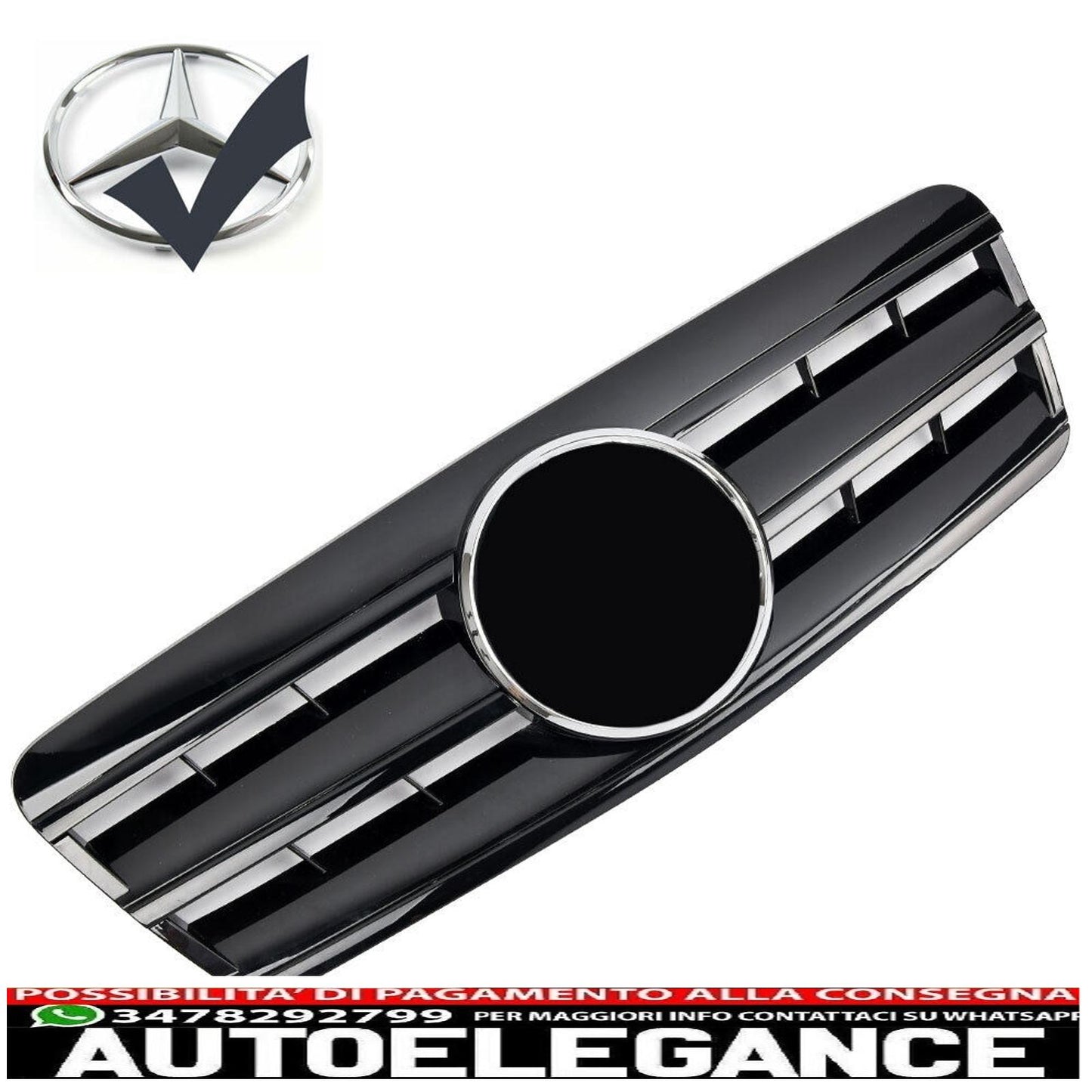 Griglia del radiatore sportiva per Mercedes C208 A208 CLK nero lucido