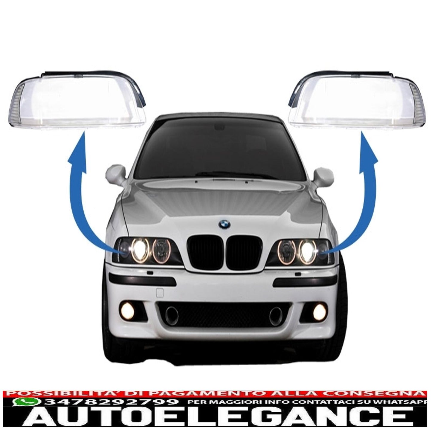 Headlight glass lens suitable for bmw 5 series e39 facelift (2000-2003)