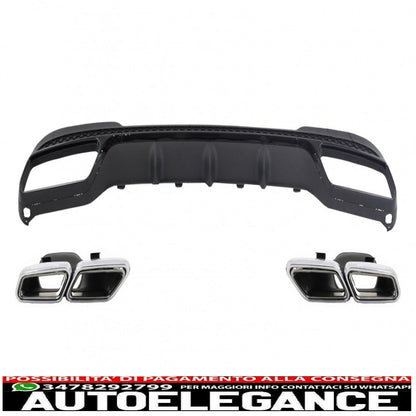 diffusore posteriore e terminali di scarico adatti per mercedes classe e w212 s212 amg sport line facelift (2013-2016) design nero e63