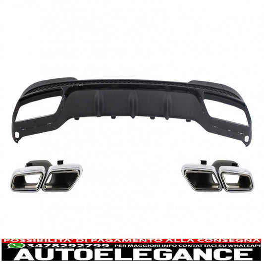 diffusore posteriore e terminali di scarico adatti per mercedes classe e w212 s212 amg sport line facelift (2013-2016) design nero e63