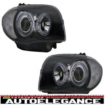 headlights suitable for bmw 1 series e81 e82 e87 e88 (2004-2011) angel eye 2 black halo rims