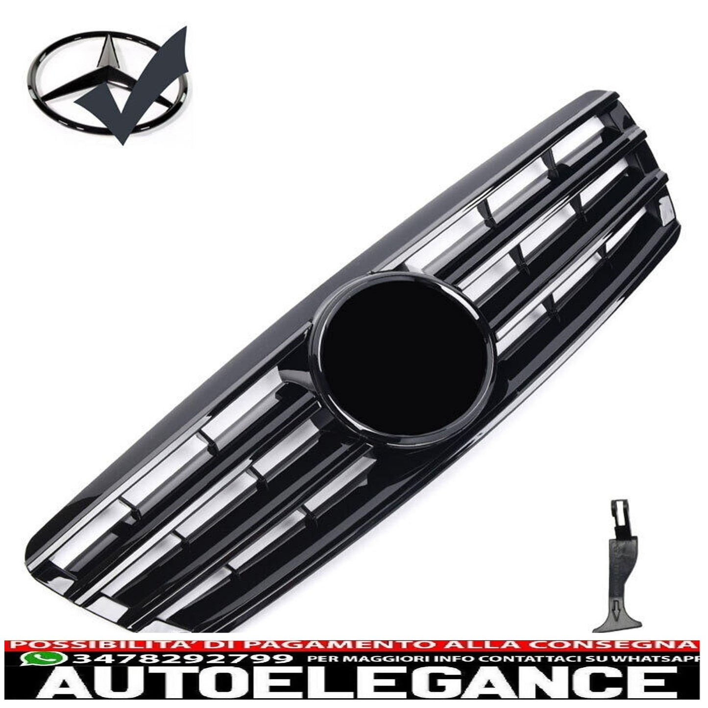 griglia sportiva griglia radiatore adatta per mercedes w203 s203 nero lucido