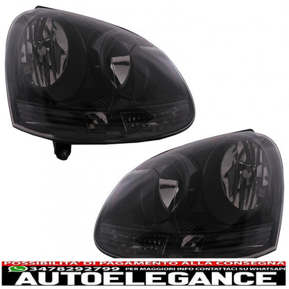 headlights suitable for vw golf 5 v (10.2003-2009) jetta (2005-2010) all black