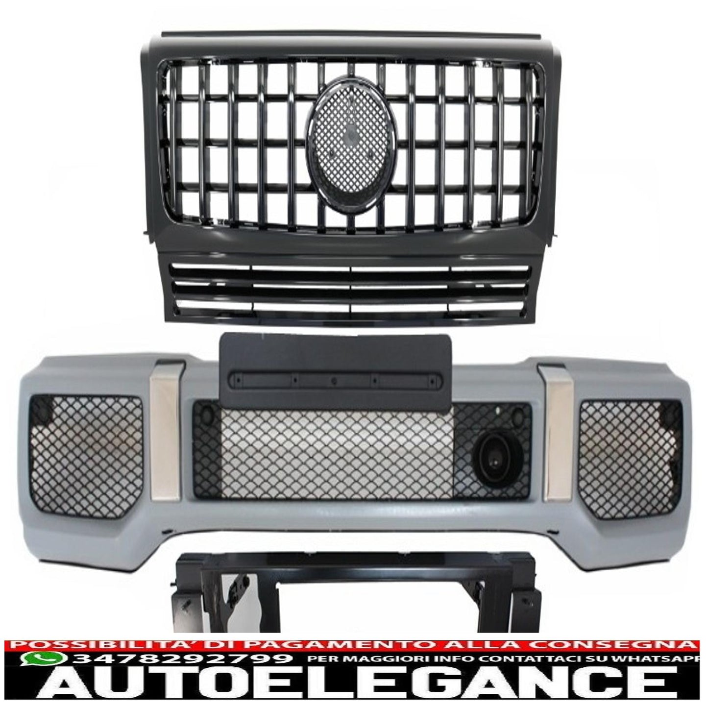 Front bumper with grille suitable for mercedes g-class w463 (1989-2017) g65 g63 gt-r panamericana design