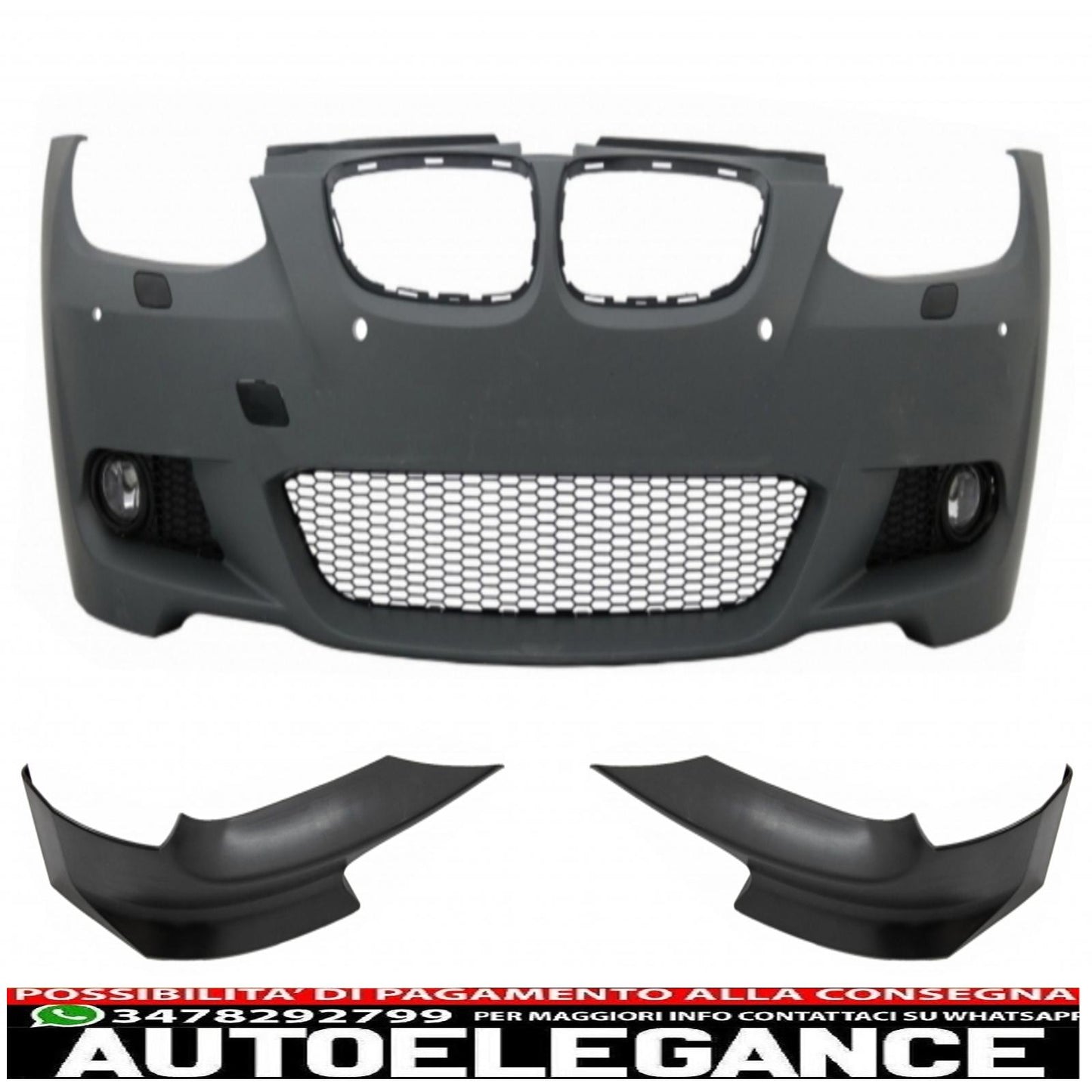 front bumper suitable for bmw 3 series e92 e93 (2006-2009) with bumper splitter spoiler non-lci coupe cabrio m-technik look