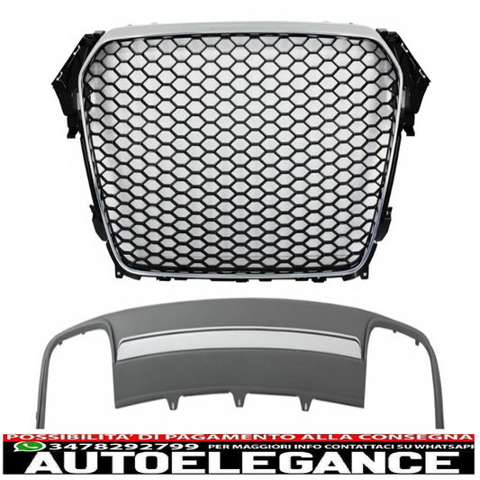 montaggio griglia centrale con paraurti posteriore mantovana diffusore d'aria adatto per audi a4 b8 facelift (2012-2015) limousine/avant rs design