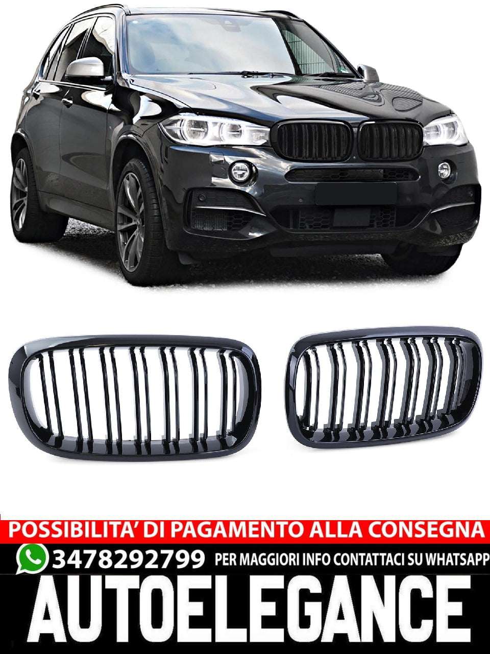 Griglia Sportiva Doppio Ponte Performance Lucida aftermarket compatibile con BMW X5 F15 X6 F16