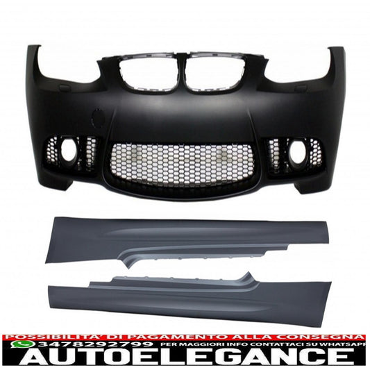 paraurti anteriore con minigonne laterali adatto a bmw serie 3 e92 coupe e93 cabrio (2006-2009) m3 look senza pdc e proiettori