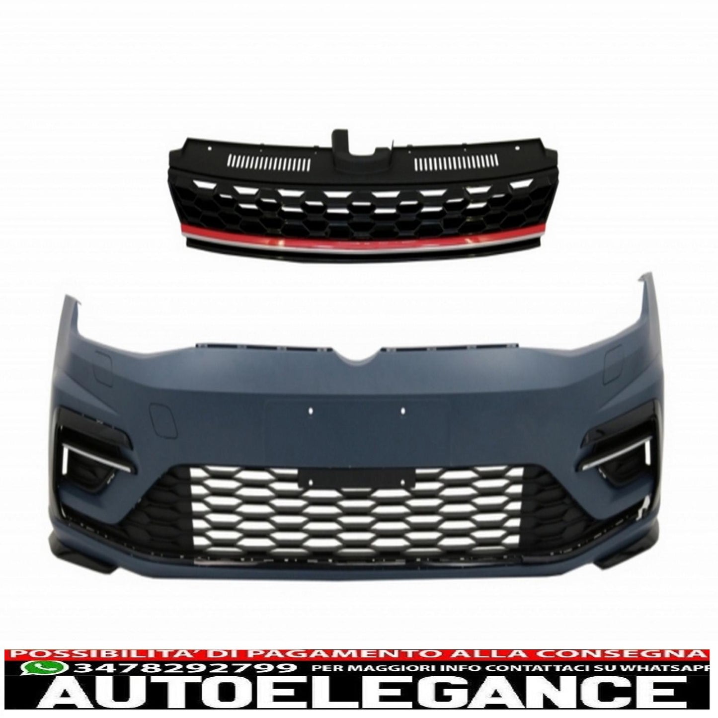 front bumper with center grille without badge suitable for vw golf 7.5 (2017-2020) r gti design